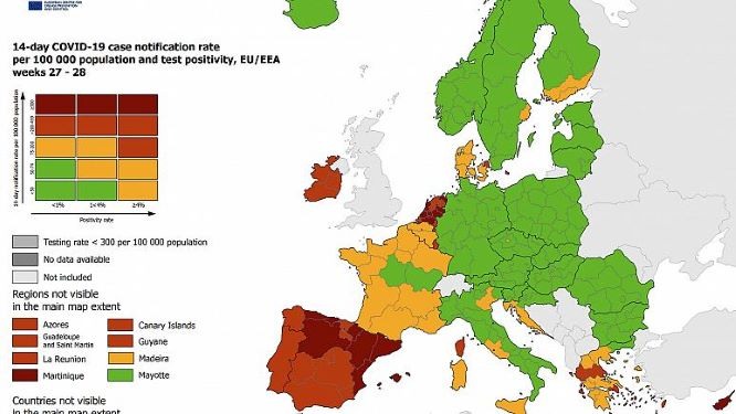 ECDC: «Κόκκινες» πέντε περιοχές