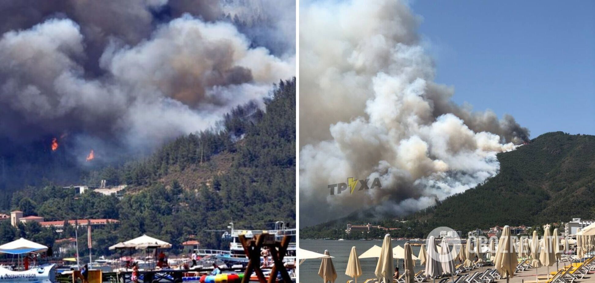 Μεγάλη δασική πυρκαγιά βρίσκεται αυτή την ώρα σε εξέλιξή στα Τουρκικά παράλια στο Μαρμαρίς ενώ ο καπνός από την φωτιά έχει φτάσει μέχρι τη Ρόδο