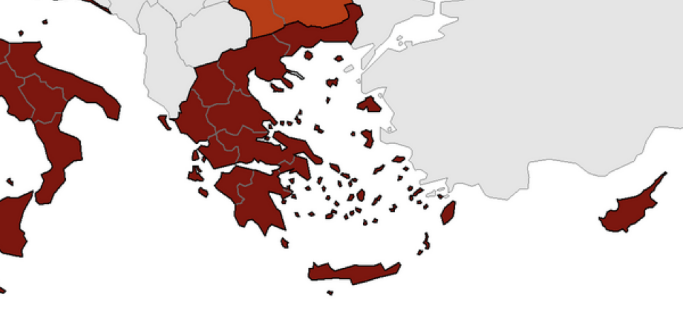 Κορωνοϊός - ECDC: Παραμένει στο «βαθύ κόκκινο» η Ελλάδα στον συνδυαστικό χάρτη